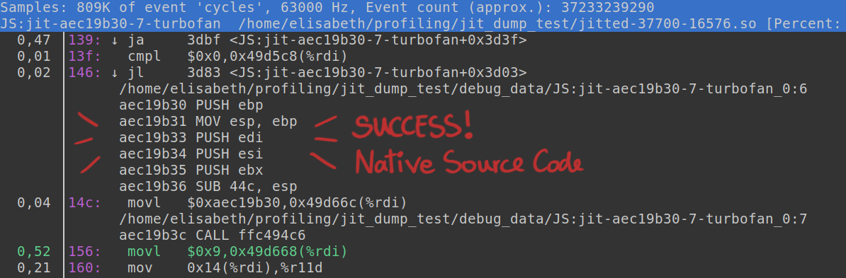 Native CheerpX source code in a linux perf profiling report